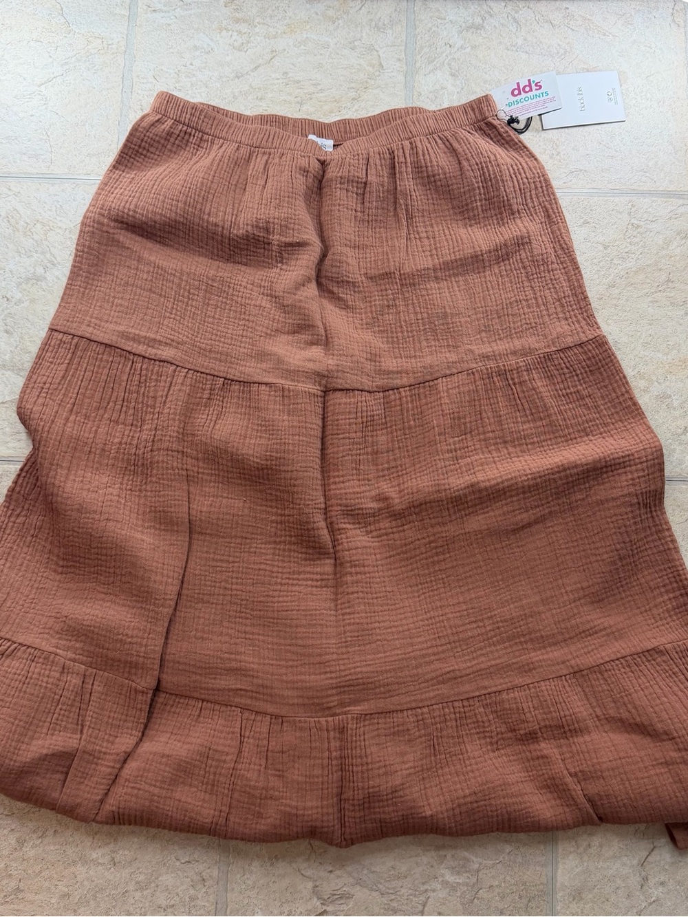Women's Tiered Gauze Maxi Skirt - Rust